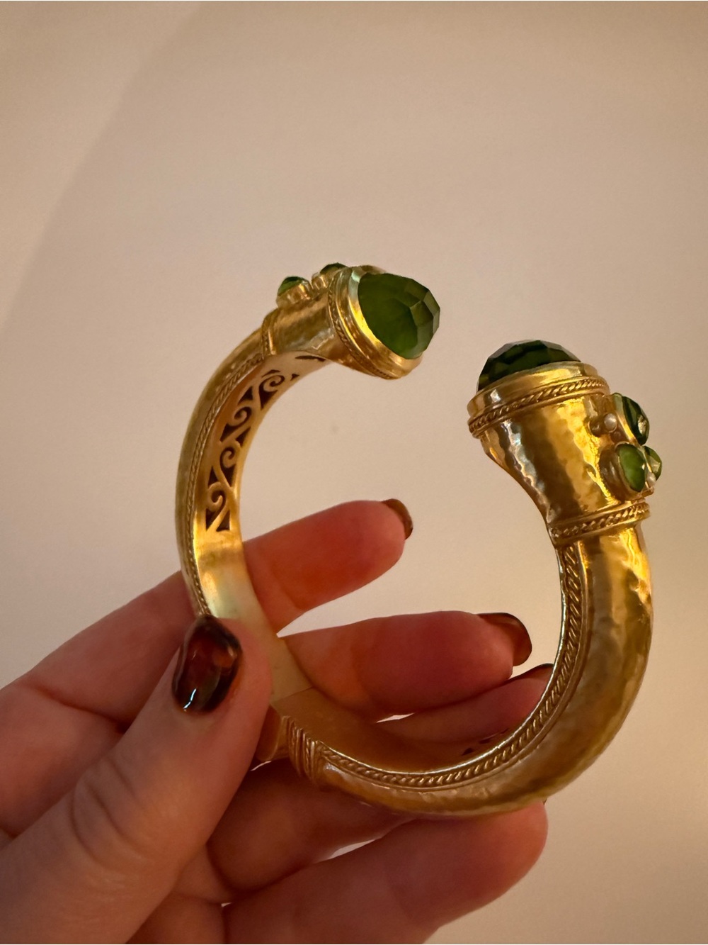 Julie Vos Gold Cuff with Olive Stones and Lime Accents - Picture 2 of 5